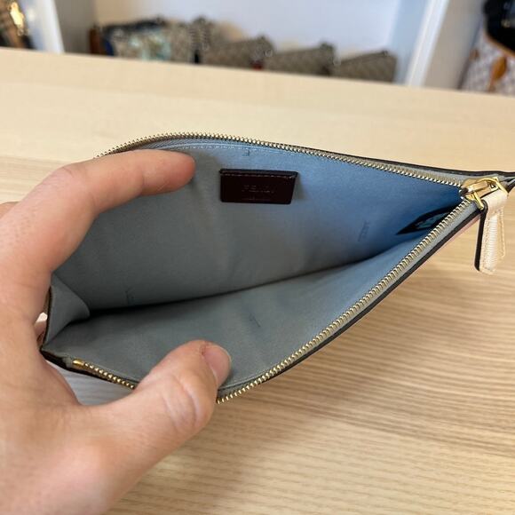 Fendi Vitello Elite Monster Eyes Studded Zip Pouch Ghiaccio Black Multicolor - Picture 6 of 10